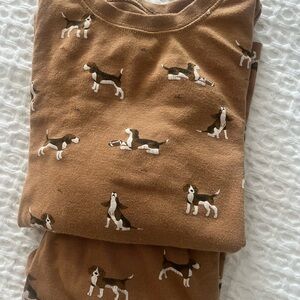 Petit Lem Brown Dog Print Kids Pajamas